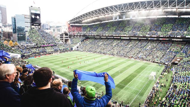event-seattle-sounders-lumen-field Sounders fans cheer at Lumen Field