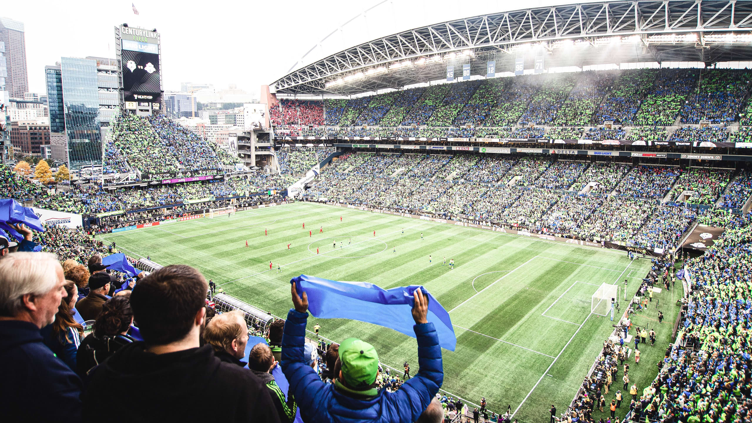 Sounders fans cheer at Lumen Field